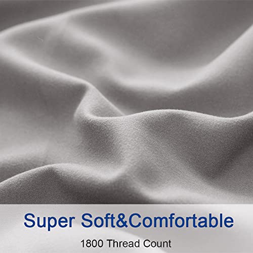 SONORO KATE Bed Sheet Set Super Soft Microfiber 1800 Thread Count Luxury Egyptian Sheets 18-Inch Deep Pocket Wrinkle and Hypoallergenic-4 Piece(King Grey) SONORO KATE