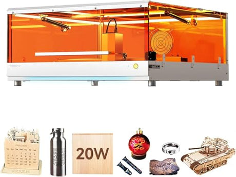 TOOCAA Enclosed Laser Engraver Machine,Professional Software, 22" x 22" Bed Size,20W (20000mW) Laser Cutter and Lazer Engraving Machines for Tumblers Wood Metal Acrylic TOOCAA