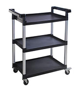 MaxWorks 80774 3-Shelf Utility Plastic Cart with Wheels-225 Lbs Maximum Capacity , Black MaxWorks