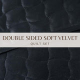 Great Bay Home Twin Size Velvet Quilt and Sham Set - Dual-Sided Luxury Velvet, Heavyweight 2-Piece Bedding Set - Ultra Soft, Quilted Box-Stitched and Down-Alternative Fill (Twin/Twin XL, Black) Great Bay Home