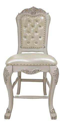 ACME Furniture Dresden 47" Faux Leather Counter Chairs in Bone White (Set of 2) - WoodArtSupply