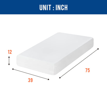 Twin Mattress 12 inch Gel Memory Foam Mattress Medium Firm Mattresses for Cool Sleep Relieving Pressure Relief CertiPUR-US Certified Mattress in a Box