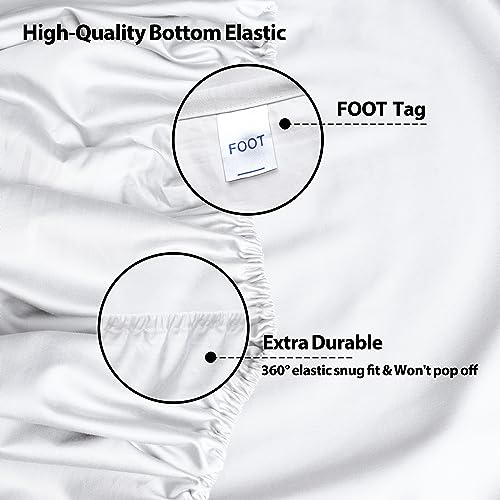 2-Pack Pure Cotton Twin XL Fitted Sheet for Adjustable Bed Split King, 600 TC 16" Deep Pocket Egyptian Cotton Fitted Sheet (2pcs, Twin XL, White) Shunjie.Home