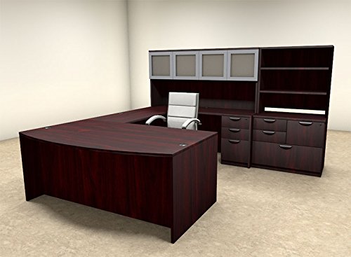 UTM Furniture 7pc U Shape Modern Executive Office Desk, OT-SUL-U47 UTM Furniture