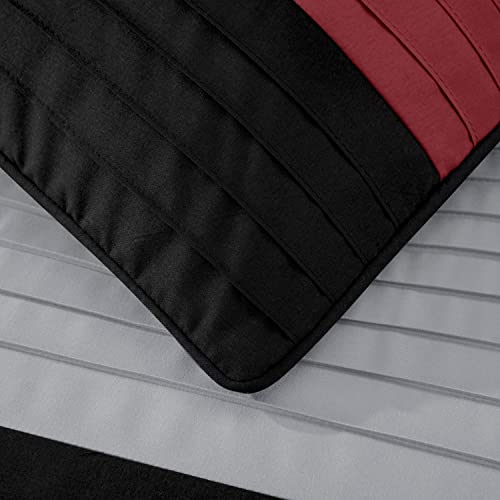 Chezmoi Collection Loft 8-Piece Luxury Striped Comforter Set (King, Red/Black/Gray) Chezmoi Collection
