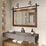 ROOMTEC Farmhouse Bathroom Mirror 51×35 inch Barn Door Mirror Rustic Wall Mirror Wood Frame Mirror for Bathroom, Entryway ROOMTEC