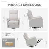 COLAMY Swivel Rocking Recliner Chair, Nursery Rocker Glider Recliner with Extra Large Footrest, Deep Seat, High Back, Upholstered Fabric Reclining Single Sofa for Living Room-White COLAMY