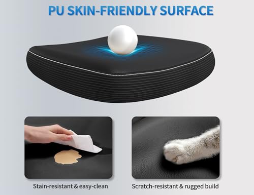 TRALT Ergonomic Office Chair - Desk Chair with Wave High Back Adjustable Lumbar Support Computer Chair - Gaming Chairs Mesh Backrest and PU Leather Seat for Home Reading Chairs to Adults(Black) TRALT