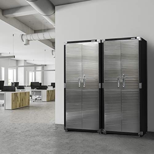 Seville Classics UltraHD Stainless Steel 2-Door Lockable Storage Cabinet, Satin Graphite Seville Classics