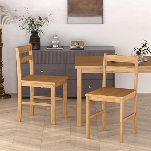 Orweiin 43.3 inch Solid Wood Indoor Modern Rectangular Dining Table Set for 4, Table and 4 Solid Wood Dining Chairs for Kitchen, Bar, Living Room, Breakfast Nook, Natural Orweiin