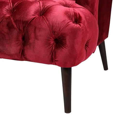 Christopher Knight Home Minxi Velvet Sofa Couch, Home Sofa Living Room with Birch Wood Legs, Comfort Modern 3 Seater Couch with Button Tufted Diamond Stitch, Luxury Chaise Lounge Chair, Wine Red Christopher Knight Home