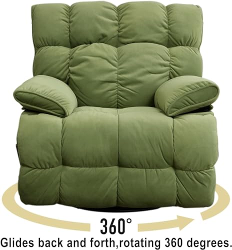 SITJOY Oversized Power Swivel Rocker Recliner Chair, Overstuffed Extra Wide Rocking Chair for Big and Tall, Glider Recliner Nursery Chair, Soft Breathable Fabric in Green, Manual