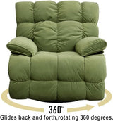 SITJOY Oversized Power Swivel Rocker Recliner Chair, Overstuffed Extra Wide Rocking Chair for Big and Tall, Glider Recliner Nursery Chair, Soft Breathable Fabric in Green, Manual