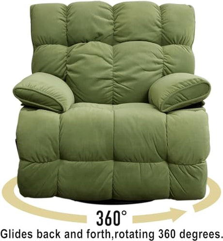 SITJOY Oversized Power Swivel Rocker Recliner Chair, Overstuffed Extra Wide Rocking Chair for Big and Tall, Glider Recliner Nursery Chair, Soft Breathable Fabric in Green, Manual SITJOY