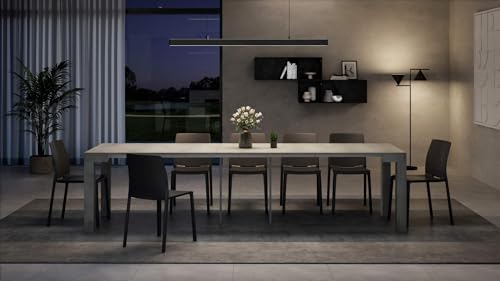 Mobili Fiver, First, Extendable Console Table 17.7(120) x35.4 in, Concrete Effect, Grey, for 4-14 People, Space-Saving Dining Table, Italian Furniture Mobili Fiver