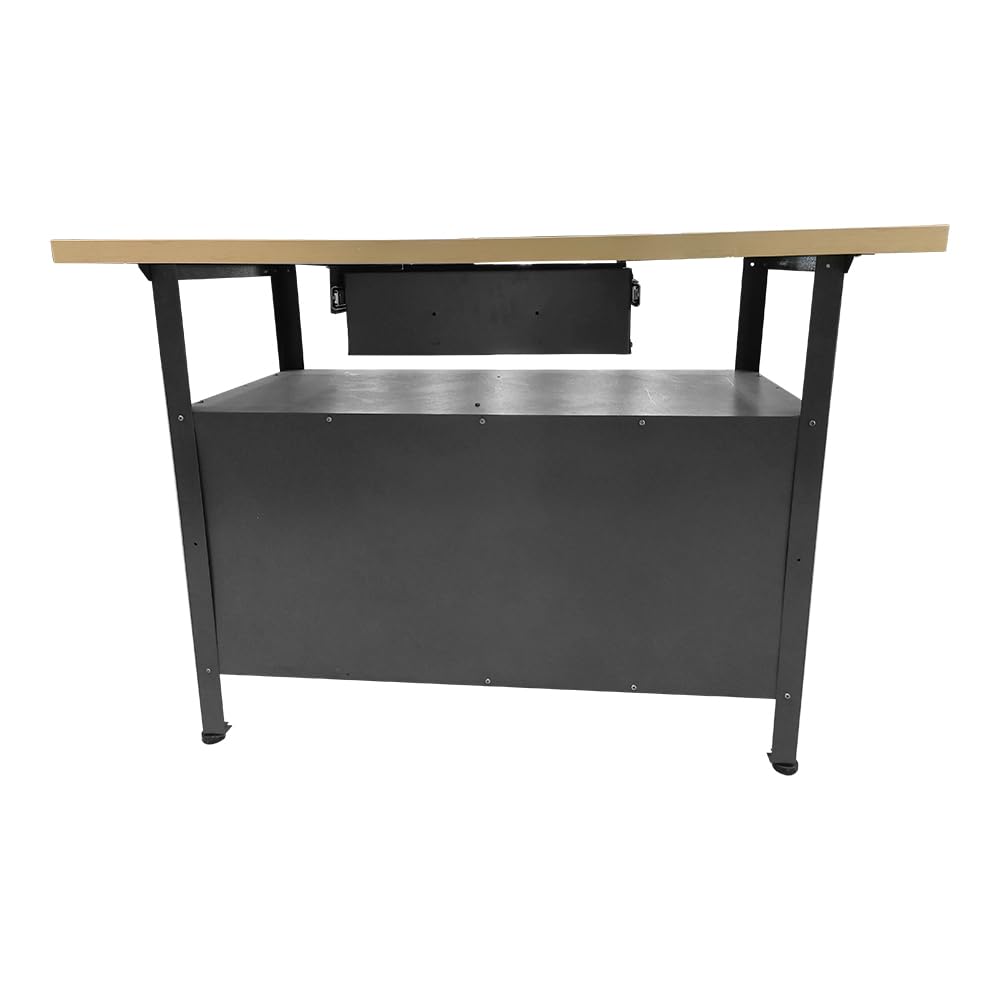 JZD Metal Storage Garage Workbench with Drawer, Wood Worktop, Steel Chest 47.2 x 23.6 x 32.3 Inches JZD