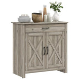 HOMCOM Farmhouse Sideboard Buffet Cabinet, Barn Door Style Kitchen Cabinet, 32" Accent Cabinet for Kitchen, Living Room or Entryway, Gray Wash HOMCOM