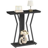 HOOBRO Narrow Console Table, 29.5" Small Entryway Table with Storage, 2-Tier Sofa Table Behind Couch, Modern Style, for Living Room, Hallway, Foyer, Bedroom, Black BB66XG01 HOOBRO