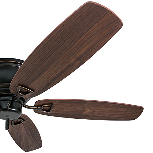 Honeywell Ceiling Fans Glen Alden, 52 inch Classic Flush Mount Indoor Ceiling Fan with No Light, Pull Chain, Quick-2-Hang Dual Finish Blades, Reversible Motor - 50516-01 (Oil Rubbed Bronze) Honeywell Ceiling Fans