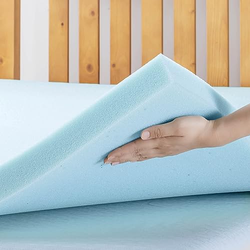 Best Price Mattress 2-inch Ventilated Gel Memory Foam Topper - Full, Dorm Essentials, Blue Best Price Mattress