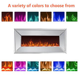 blingworld 36" Silver Mirrored Electric Fireplace, Modern Wall Mounted Electric Fireplace with Crushed Diamond Inlay, Freestanding Heater with Remote Control, 400 sq ft Heating Coverage blingworld