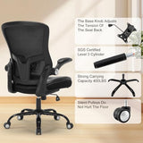 Ergonomic Office Chair, PU Leather Ergonomic Desk Chair with Mesh Back Adjustable Lumbar Support Home Gmaing Desk Chair with Wheels and Flip-Up Armrests, 360°Swivel, Tilt Lock and Wide Cushion-400LBS ZLHECTO