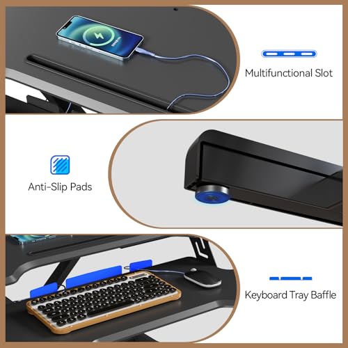 JYLH JOYSEEKER 42 inch Standing Desk Converter, Height Adjustable Desktop Standing Desk with Keyboard Tray for Two Monitors, Sit to Stand up Desk Riser Computer Workstation for Home Office, Black JYLH JOYSEEKER