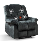 ANJ Massage Recliner Chair with Heat for Adults, Manual Recliners with Soft Fabric, Ergonomic Reclining Sofa with Overstuffed Armrests and Backrest, Single Recliner Chairs for Living Room, Dark Green