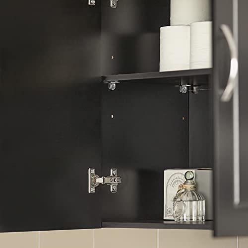 Haotian FRG231-SCH, Black Kitchen Bathroom Wall Cabinet, Garage or Laundry Room Wall Storage Cabinet, Black Stipple, Linen Tower Bath Cabinet, Cabinet with Shelf - WoodArtSupply