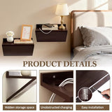 Fiwochic 2 Pack 13 x 7 x 5.5 Inch Floating Nightstand Wooden Bedside V Shape Wall Shelf Wall Mounted Hanging Floating Side Tables Bedroom for Bedroom, Living Room, Bathroom, Kitchen, Office Fiwochic