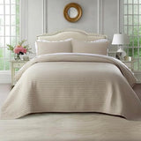 Oversized King Quilt Set 112"x106" – Soft Washed 3-Layer Lightweight California King Bedspread, Minimalist Nordic Design, All-Season Spring & Summer Quilt Set (1 Quilt + 2 Pillow Shams),Light Taupe KASENTEX