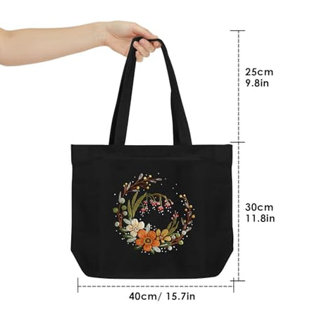 ERKOON Canvas Tote Bag Embroidery Kit for Beginners, Floral Arts Crafts Cross Stitch Kits for Adults Including Stamped Embroidery Bag with Hoops, Needle, Instruction and Color Threads (Flower) ERKOON