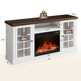 ONBRILL 59 Inch Fireplace TV Stand, Entertainment Center with 23 Inch Electric Fireplace, TV Table for TVs up to 65 Inches, Media Console Cabinet with Storage and Glass Doors for Living Room, White ONBRILL
