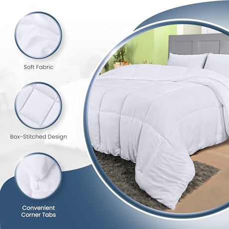 Utopia Bedding Comforters Full Size, All Season Duvet Insert, Down Alternative Box Stitched Bed Comforter with Corner Tabs, Machine Washable (White) Utopia Bedding
