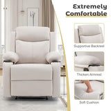 Korser Manual Recliner Chair for Adults, Small Recliners for Small Spaces, Nursery Recliner with Adjustable Backrest, Cup Holders and Side Pockets, Reclining Chair for Living Room, Beige