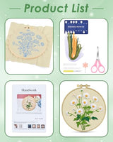 ERKOON Embroidery Kit for Beginners, Flower Cross Stitch Set Include Embroidery Cloth Hoops Threads for Craft Lover Hand Stitch with Embroidery Skill Techniques (Daisy)