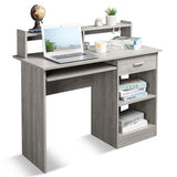 Karl home Computer Desk Study Writing Desk, Wooden Home Office Workstation PC Laptop Table with Drawer Shelf Keyboard Tray, Grey Karl home