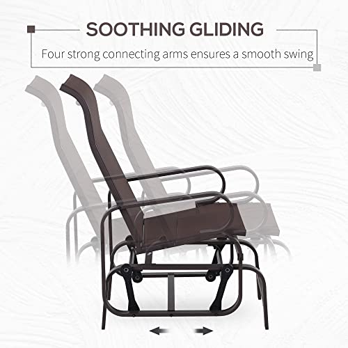 Outsunny Outdoor Glider Chair, Gliders for Outside Patio with Smooth Rocking Mechanism and Lightweight Construction for Backyard, Brown - WoodArtSupply