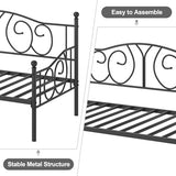 VECELO Metal Daybed Frame Multifunctional Platform Bed Sofa Mattress Foundation with Classic Headboard, Twin, Black VECELO