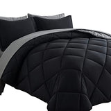 Cosybay Bed in a Bag Queen Reversible Comforter Sets 7pcs All Season Down Alternative Bedding Sets Black and Grey with Comforter, Pillow Shams, Flat Sheet, Fitted Sheet and Pillowcase Cosybay