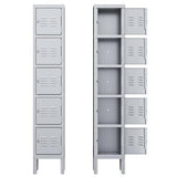 INTERGREAT Metal Locker for School Office Gym Metal Storage Locker Cabinet for Employees Students Steel Locker Triple Tier with 5 Door Gray INTERGREAT