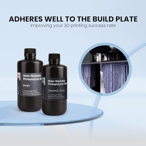 ELEGOO Water Washable 3D Printer Resin LCD UV-Curing Resin 405nm Standard Photopolymer Resin for Mars Saturn Jupiter MSLA DLP LCD 3D Printing 500Gram Yellow ELEGOO