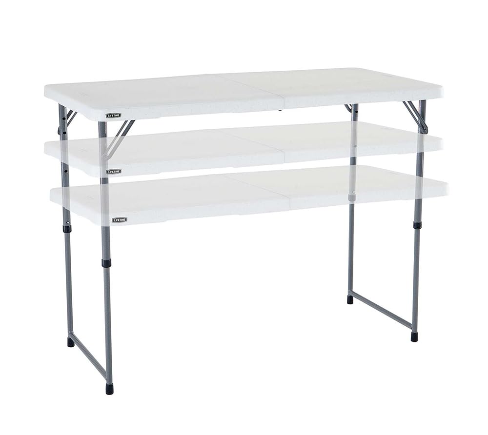 Lifetime Fold-in-Half Adjustable Folding Table, 4 Foot Lifetime