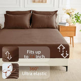 MUXHOMO 7 Pieces Queen Comforter Set, Soft Bed in a Bag Queen Size, All Season Bedding Set with Comforter, Flat Sheet, Fitted Sheet, Pillowcases & Shams, Brown MUXHOMO