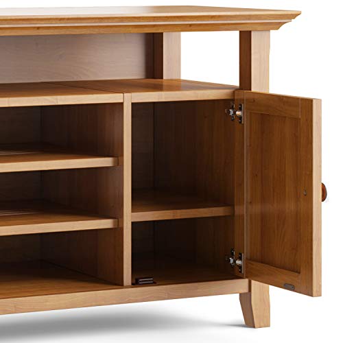 SIMPLIHOME Amherst SOLID WOOD Universal TV Media Stand, 54 inch Wide Living Room Entertainment Center, Storage Cabinet and Shelves, for Flat Screen SIMPLIHOME