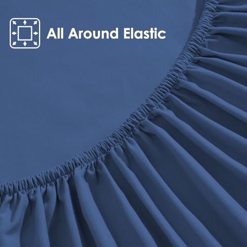 ClevaHome Sheet Set Twin Size, 3-Piece Bedding, Lightweight & Super Soft Easy Care Microfiber– Shrinkage & Fade Resistant Bedding Set with 14'' Deep Pockets (Navy Blue) Cleva
