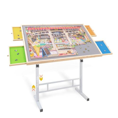 Puzzle Table with Drawers and Legs Height Tilting Adjustable for 1500 Pieces, Portable Jigsaw Puzzle Tables for Adults and Elderly, Puzzle Board with Covers Gifts for mom Women Mothers' Day… - WoodArtSupply