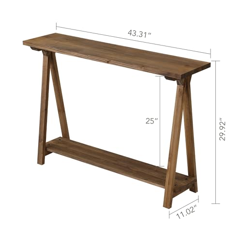 HOKYHOKY Solid Wood Console Tables - 43.3" Pinewood Farmhouse Rustic Hallway Table, Foyer Tables Living Room, Solid Firwood Sofa Table for Entryway, HOKYHOKY