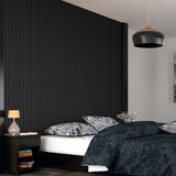 INNO STICKERS 6-Piece WPC Acoustic Slat Wall Panel for Modern Interior Decor, 94.5” x 6.5” 3D Wood Slat Wall Paneling for Living Room, Charcoal, 25.6 Sq.Ft INNO STICKERS