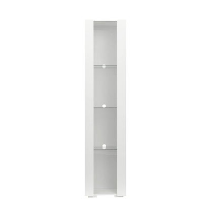 Pvillez 67" Modern LED Display Cabinet with 4 Glass Shelves - Stylish High Gloss Storage for Living Room, Bedroom, or Office (White) - WoodArtSupply